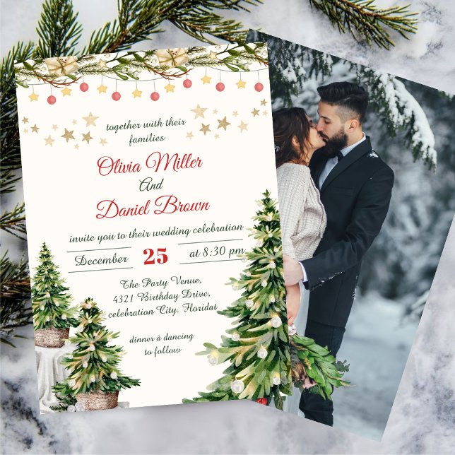 Christmas Elegant Winter Holiday Wedding Einladung (Von Creator hochgeladen)