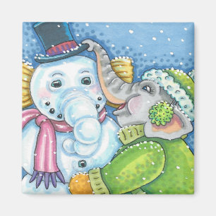 CHRISTMAS ELEPHANT GEBÄUDE NIEDLICH PACHYDERM SNOW MAGNET
