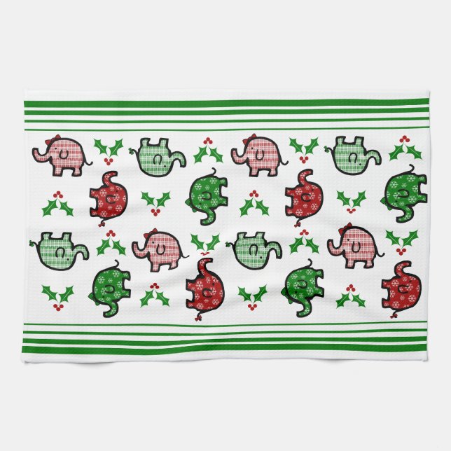 Christmas Elephant Kitchen Towel Geschirrtuch (Horizontal)
