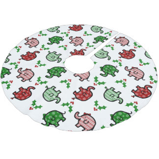 Christmas Elephant Patterned Polyester Weihnachtsbaumdecke