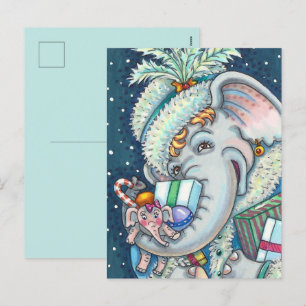 CHRISTMAS ELEPHANT, TRUNKFUL VON GIFTS UND GUTER K FEIERTAGSPOSTKARTE
