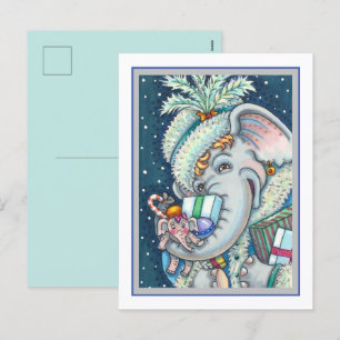 CHRISTMAS ELEPHANT, TRUNKFUL VON GIFTS UND GUTER K FEIERTAGSPOSTKARTE