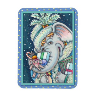 CHRISTMAS ELEPHANT, TRUNKFUL VON GIFTS UND GUTER K MAGNET