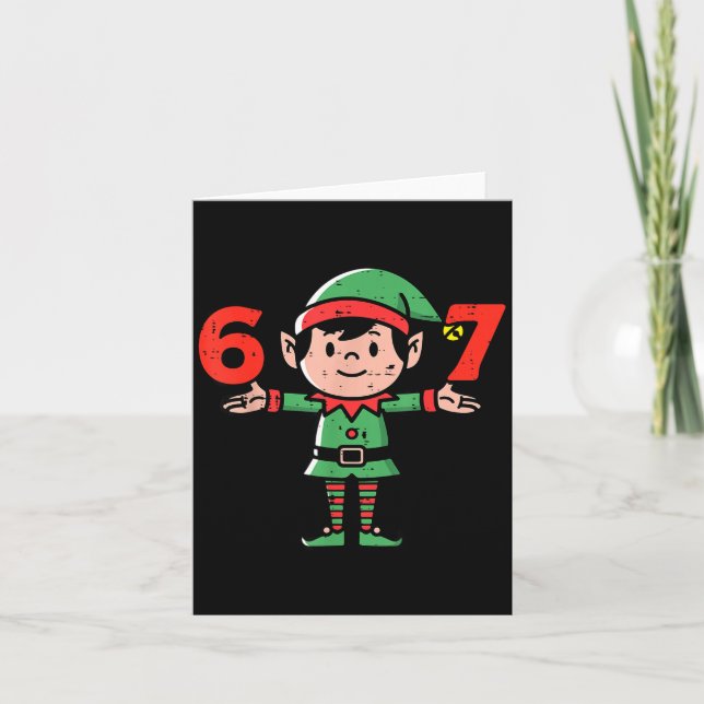Christmas Elf 67 Cute Xmas 6 7 Meme Gen Alpha Boys Karte (Vorderseite)