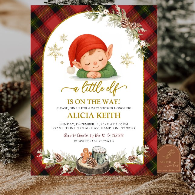 Christmas Elf Boy Baby Shower Invitation Einladung (Von Creator hochgeladen)