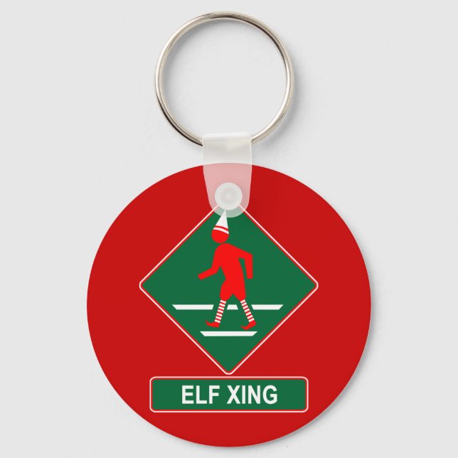 Christmas Elf Crossing Schlüsselanhänger (Vorderseite)