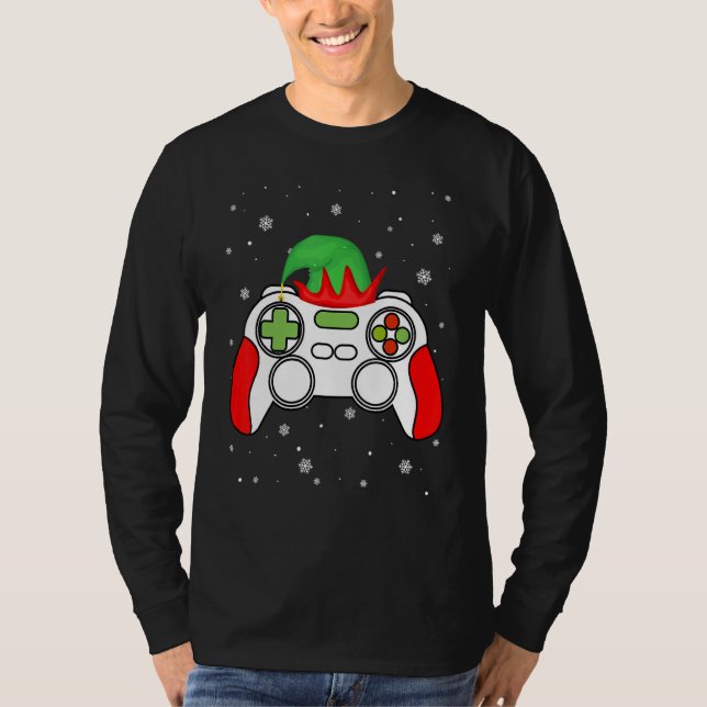 Christmas Elf Gamer Controller Boys Kids Teens Gam T-Shirt (Vorderseite)