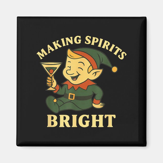 Christmas Elf Martini Funny Alcohol Saying Srits B Magnet (Vorne)