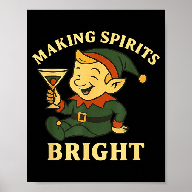 Christmas Elf Martini Funny Alcohol Saying Srits B Poster (Vorne)