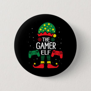 Christmas Elf Matching Gamer Family Gaming Boys Ki Button