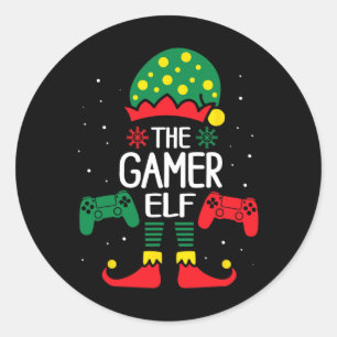 Christmas Elf Matching Gamer Family Gaming Boys Ki Runder Aufkleber