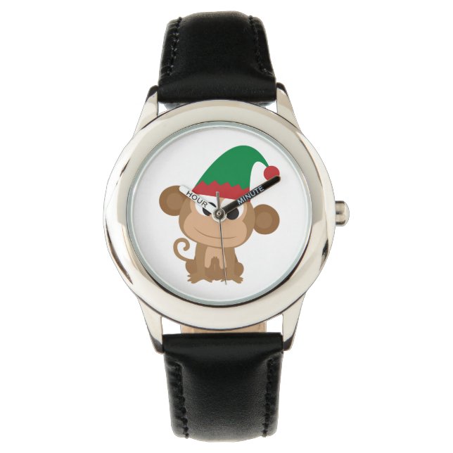 Christmas Elf Monkey Armbanduhr (Vorderseite)