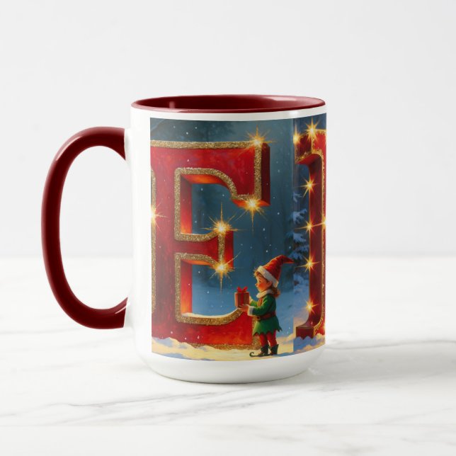 Christmas ELF Mug – Glitter Letters & Kids Holiday Tasse (Links)