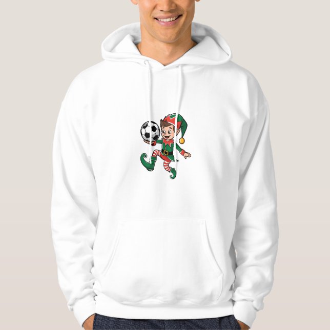 Christmas Elf Playing Soccer Hoodie (Vorderseite)