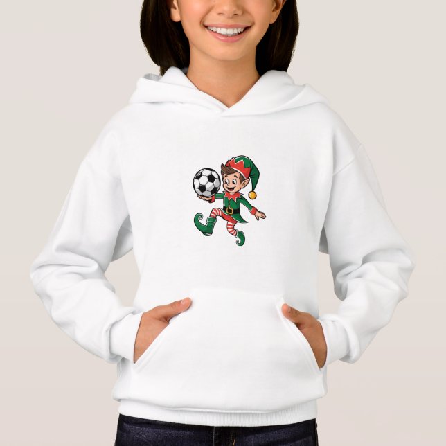 Christmas Elf Playing Soccer Hoodie (Vorderseite)