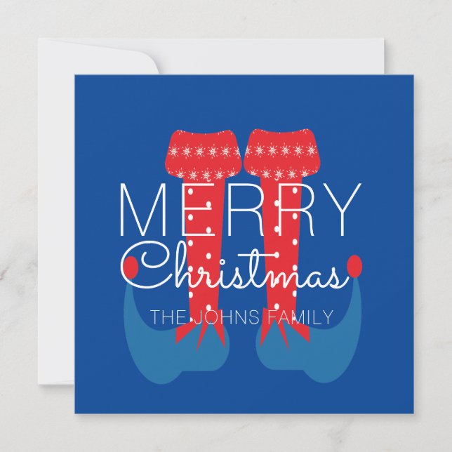 Christmas Elf Red Blue Script Snowflake (Vorderseite)