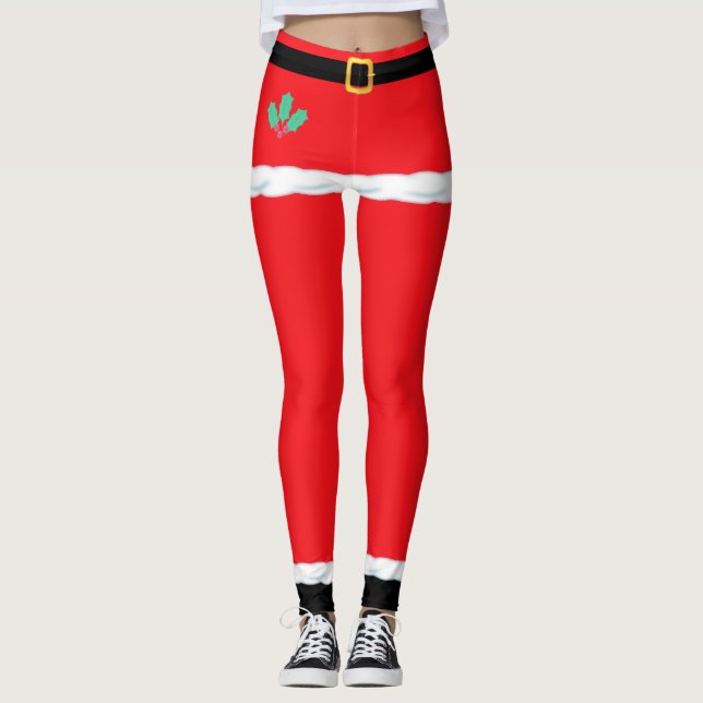 Christmas Elf Santa Claus Red Leggings (Vorderseite)
