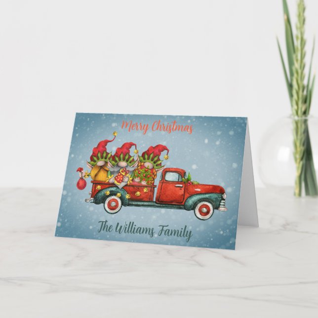 Christmas Elf Truck Dankeskarte (Vorderseite)