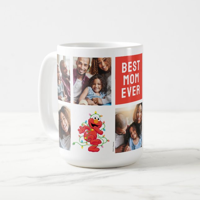 Christmas Elmo | Beste Mama - FotoCollage Kaffeetasse (Vorderseite Links)