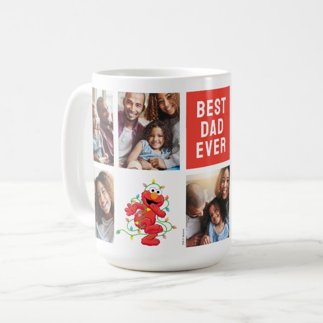 Christmas Elmo | Bester Vater - FotoCollage Kaffeetasse (Vorderseite Links)