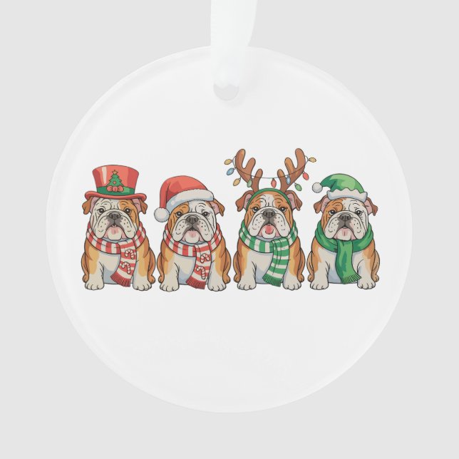 Christmas English Bulldog Dog Santa Hat Reindeer Ornament (Vorderseite)