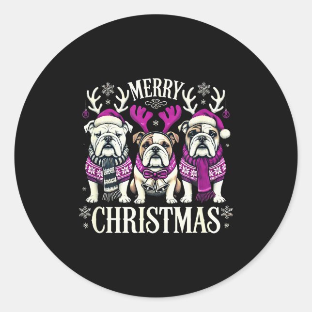 Christmas English Bulldog Mom English Bulldog Chri Runder Aufkleber (Vorderseite)