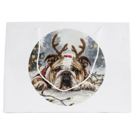 Christmas English Bulldog Reindeer Große Geschenktüte