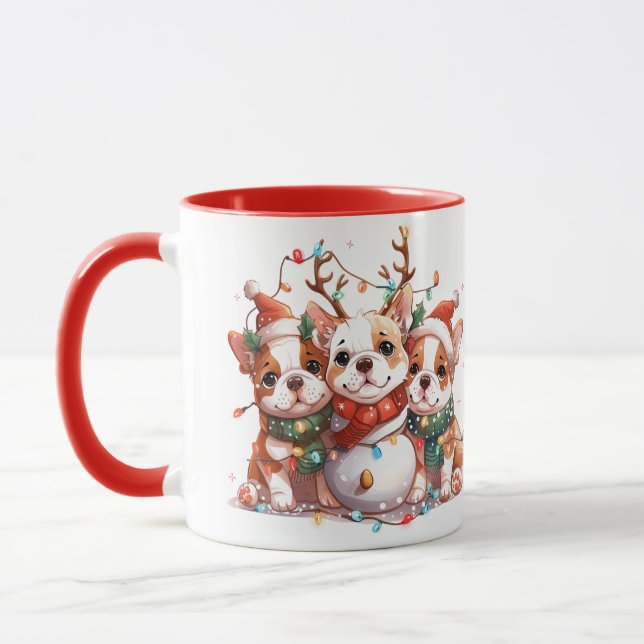 Christmas English Bulldog Reindeer Santa Tasse (Links)