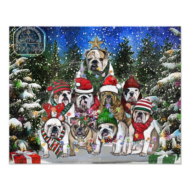 Christmas English Bulldog Tree Fotodruck (Vorne)