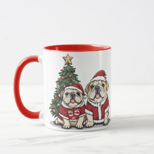 Christmas English Bulldog Weihnachtsmannmützen Tasse