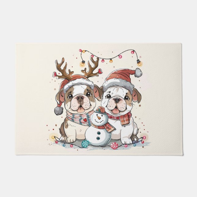 Christmas English Bulldogs Fußmatte (Vorderseite)