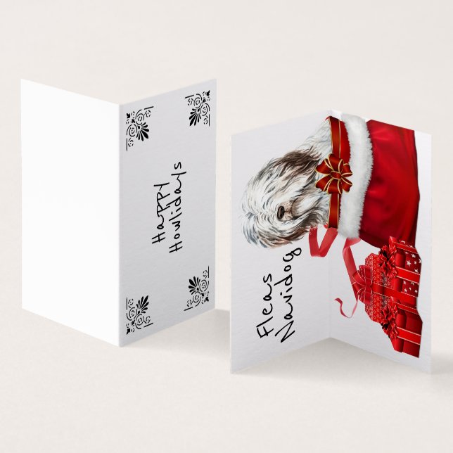 Christmas English Sheepdog Santa sack DIY wünscht (Innenseite und Außenseite)