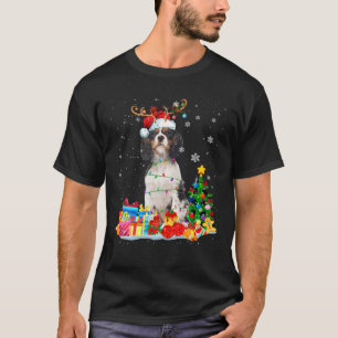 Christmas English Springer Spanel Lights Reindeer T-Shirt
