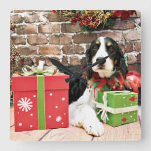 Christmas - English Springer Spaniel - Mac Quadratische Wanduhr