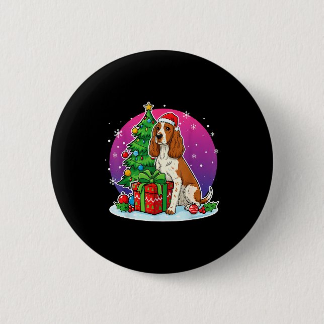 Christmas Er Spaniel Santa Hat Xmas Men Women  Button (Vorderseite)