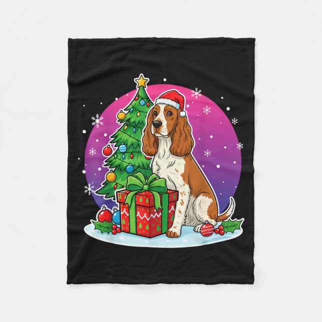 Christmas Er Spaniel Santa Hat Xmas Men Women  Fleecedecke (Vorderseite)