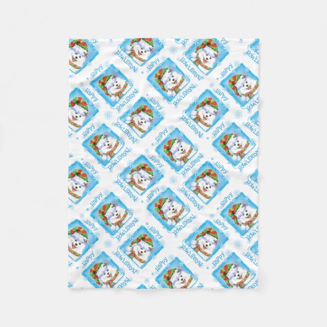 Christmas Eskie Fleece Blanket (Vorderseite)