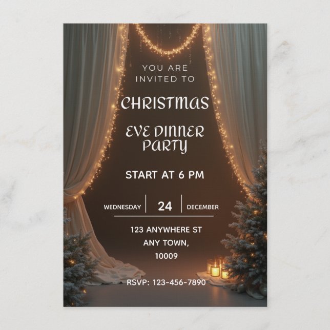 Christmas Eve dinner party invitation template Einladung (Vorderseite)