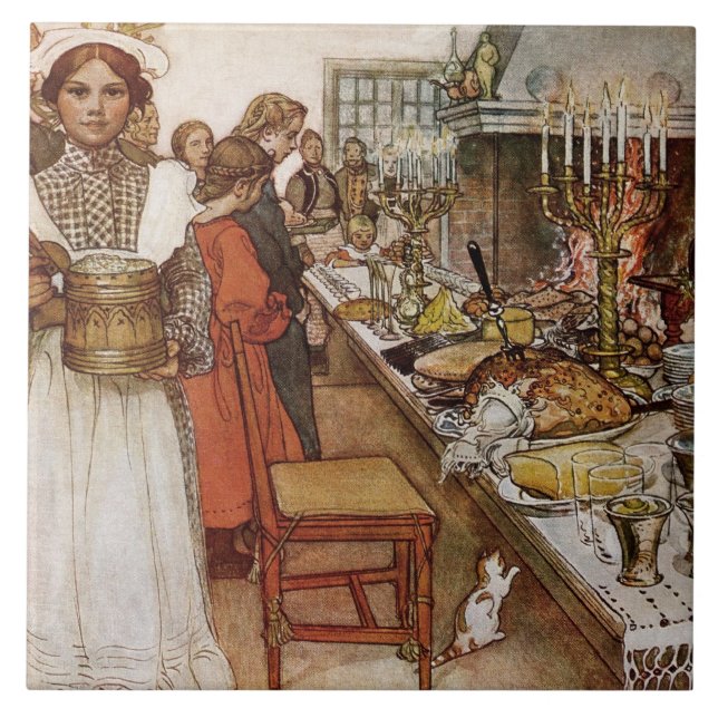 Christmas Eve Julaftonen Fliese (Vorderseite)