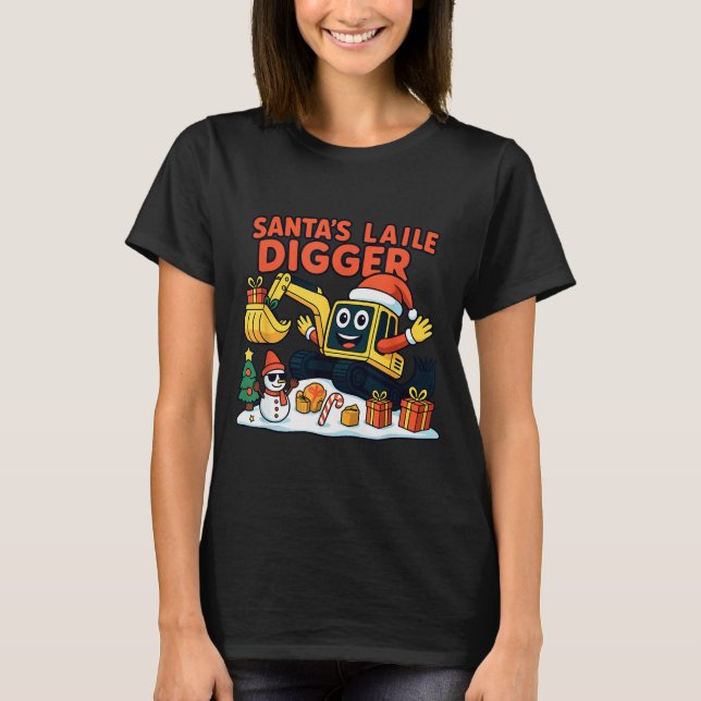 Christmas Excavator Santa Digger Funny Holiday  T-Shirt (Vorderseite)