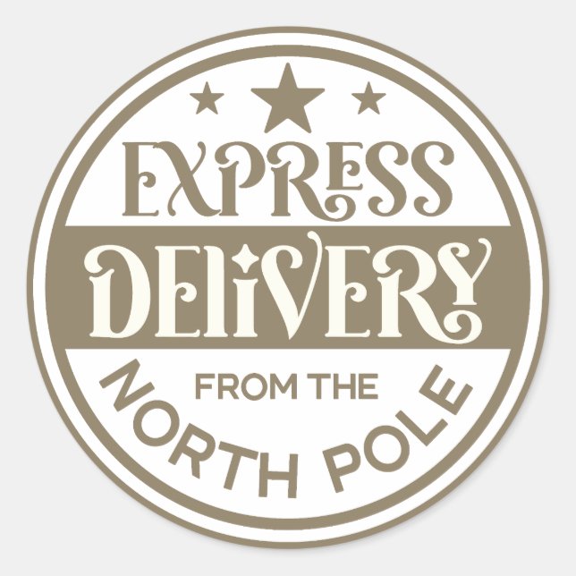 Christmas Express Delivery From The North Pole Runder Aufkleber (Vorderseite)