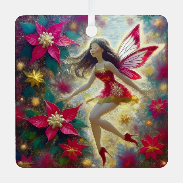 Christmas Fairy Collection - Dark Brown Hair Ornament Aus Metall (Vorderseite)