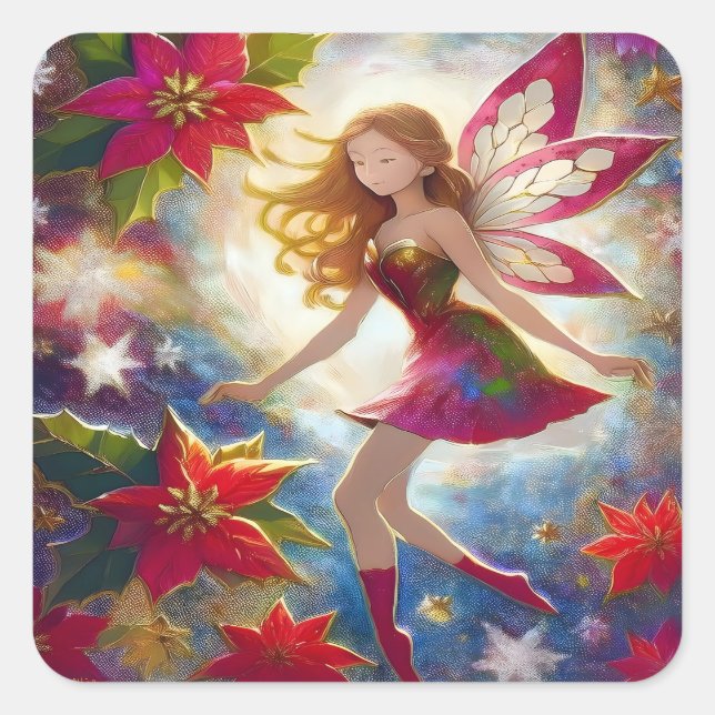 Christmas Fairy Collection - Ginger Hair Quadratischer Aufkleber (Vorderseite)