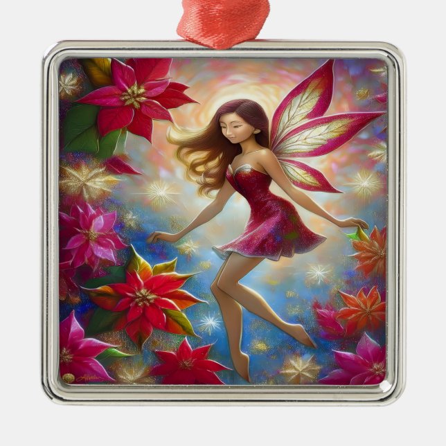 Christmas Fairy Collection - Reddish Brown Hair Ornament Aus Metall (Vorne)