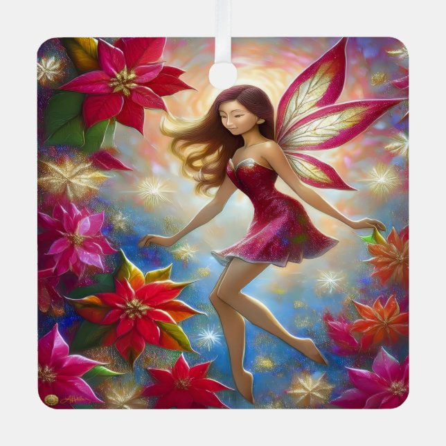 Christmas Fairy Collection - Reddish Brown Hair Ornament Aus Metall (Vorderseite)