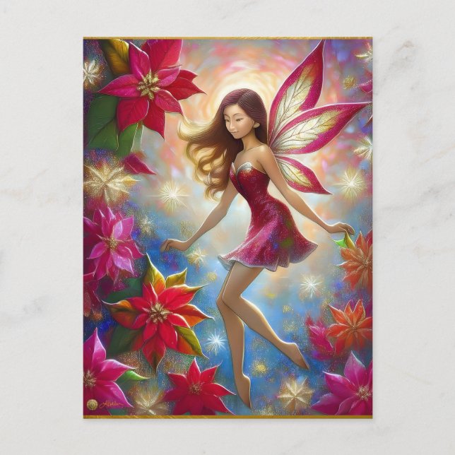 Christmas Fairy Collection - Reddish Brown Hair Postkarte (Vorderseite)