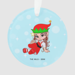 Christmas Fairy Elf Holding a Star Ornament
