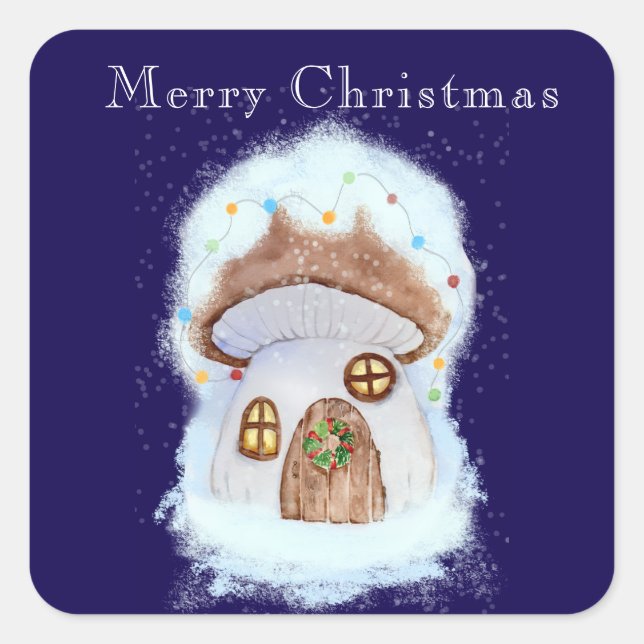 Christmas fairy house quadratischer aufkleber (Vorderseite)