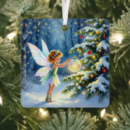 Christmas Fairy in an Enchanted Forest Ornament Aus Metall