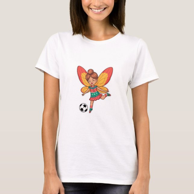 Christmas Fairy Playing Soccer T-Shirt (Vorderseite)